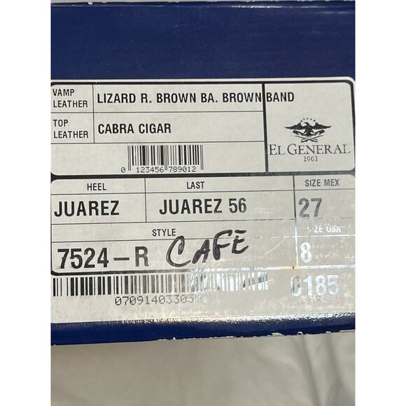 El General Cowboy Boots Mens Sz 8 Tiger Stripe Lizard Skin Exotic Leather Brown - Picture 16 of 16